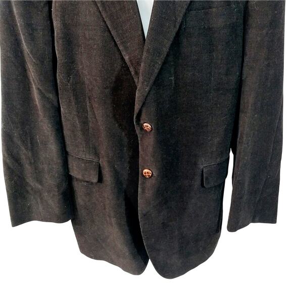 LAUREN BY RALPH LAUREN! LUXE BLACK FINE WALE CORDUROY ELBOW PATCH JACKET! SZ 46R - Picture 6 of 11